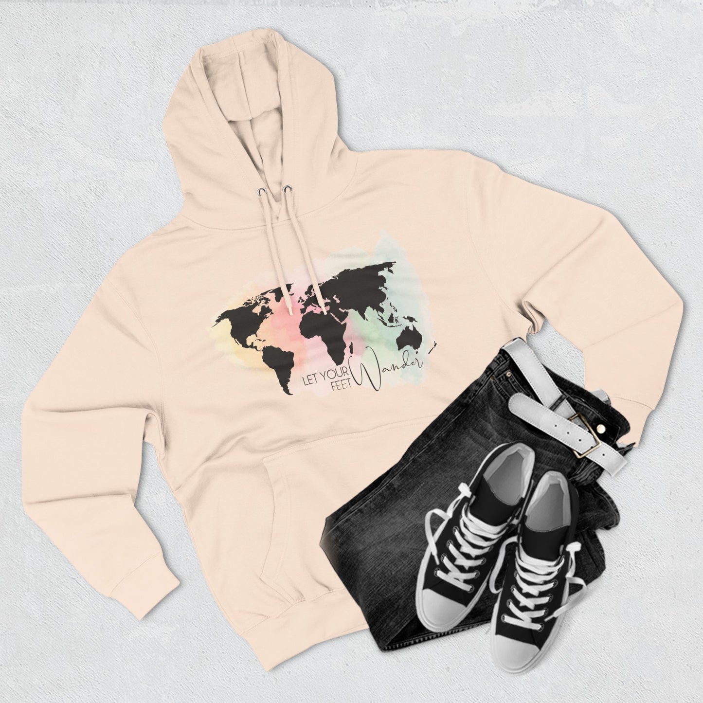 Three-Panel Fleece Hoodie, Let your Feet Wander