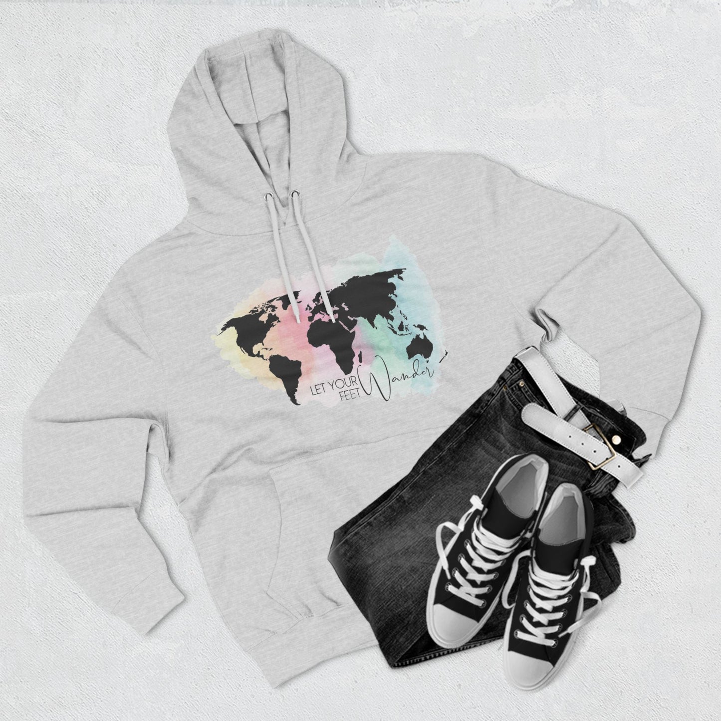 Three-Panel Fleece Hoodie, Let your Feet Wander