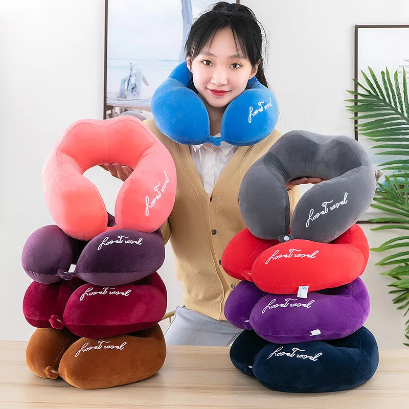 Travel Neck Pillow Travel Neck Cushion Durable U-Shaped Travel Portable Neck Pillow Airplan Soft Pillow PP Cotton