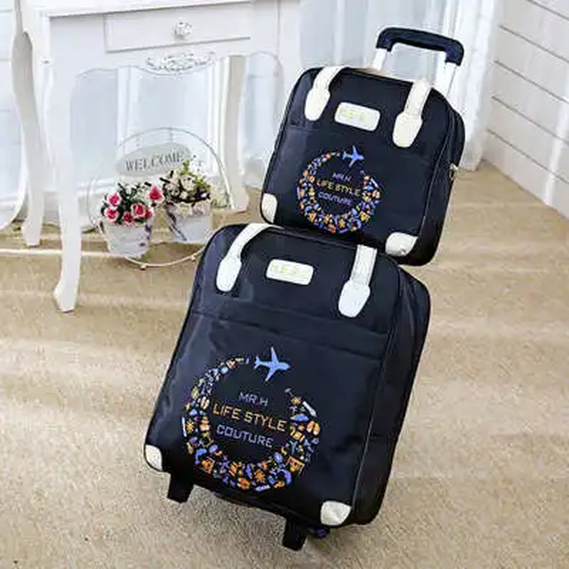 2PCS/SET Wheeled Bag Travel Women Travel Handbag Wheels Trolley Bags Large Capacity Boarding Bag Travel Luggage Suitcase Bag