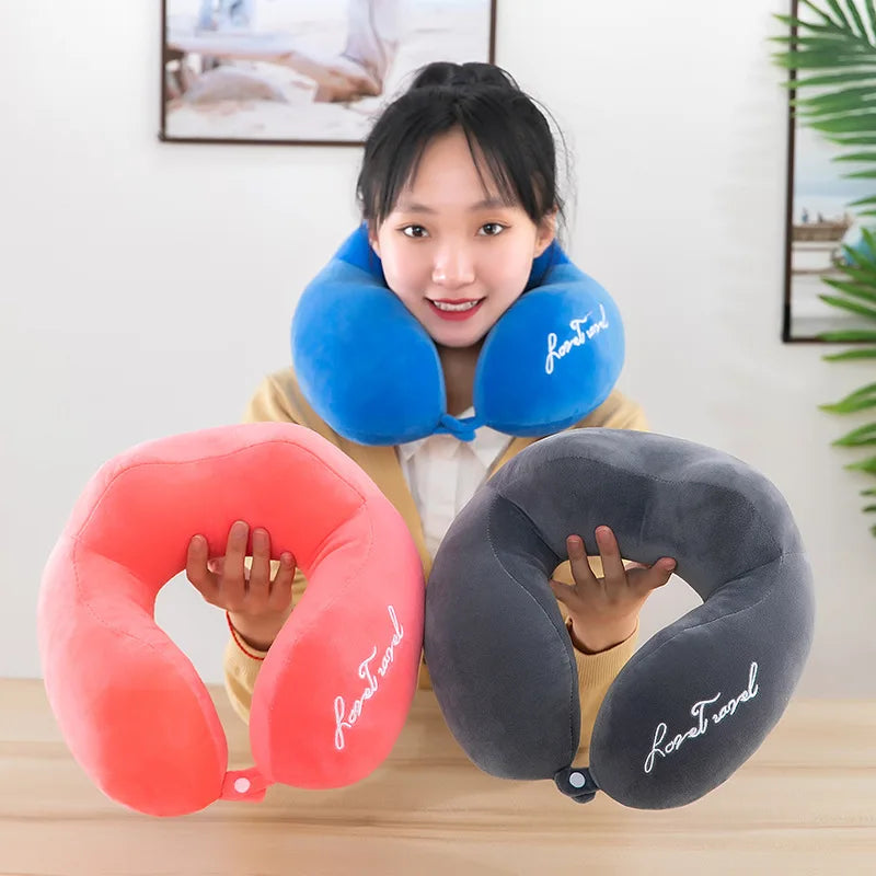 Travel Neck Pillow Travel Neck Cushion Durable U-Shaped Travel Portable Neck Pillow Airplan Soft Pillow PP Cotton